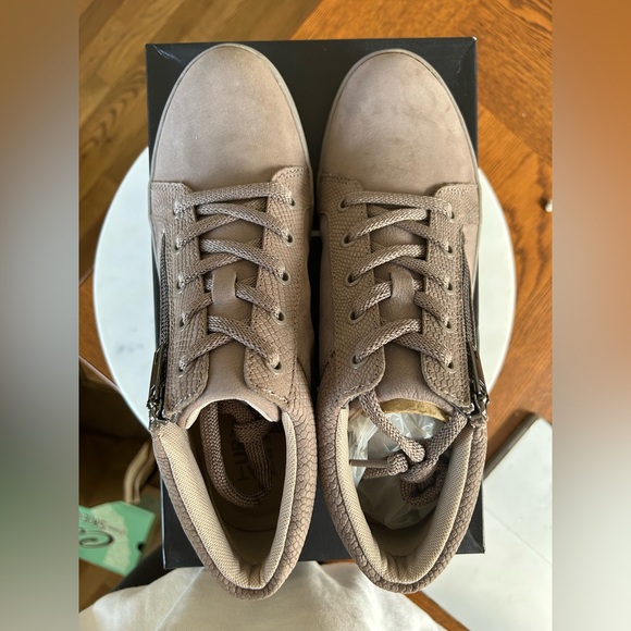 Taupe High-Top Sneakers with Zipper Detail - Picture 2 of 4